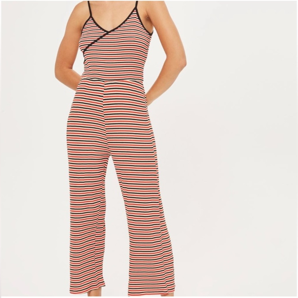 Topshop  Spaghetti Strap Red Striped Jumpsuit Size 6 PRICE IS FIRM